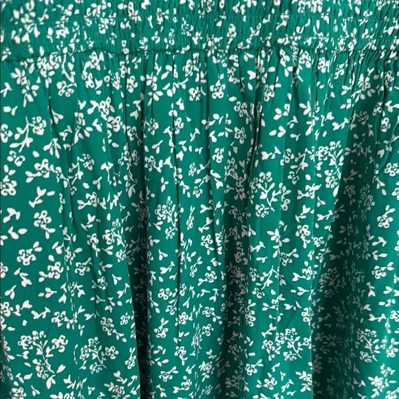 J. Crew Smocked Floral Sleeveless Green Dress - Picture 4 of 5
